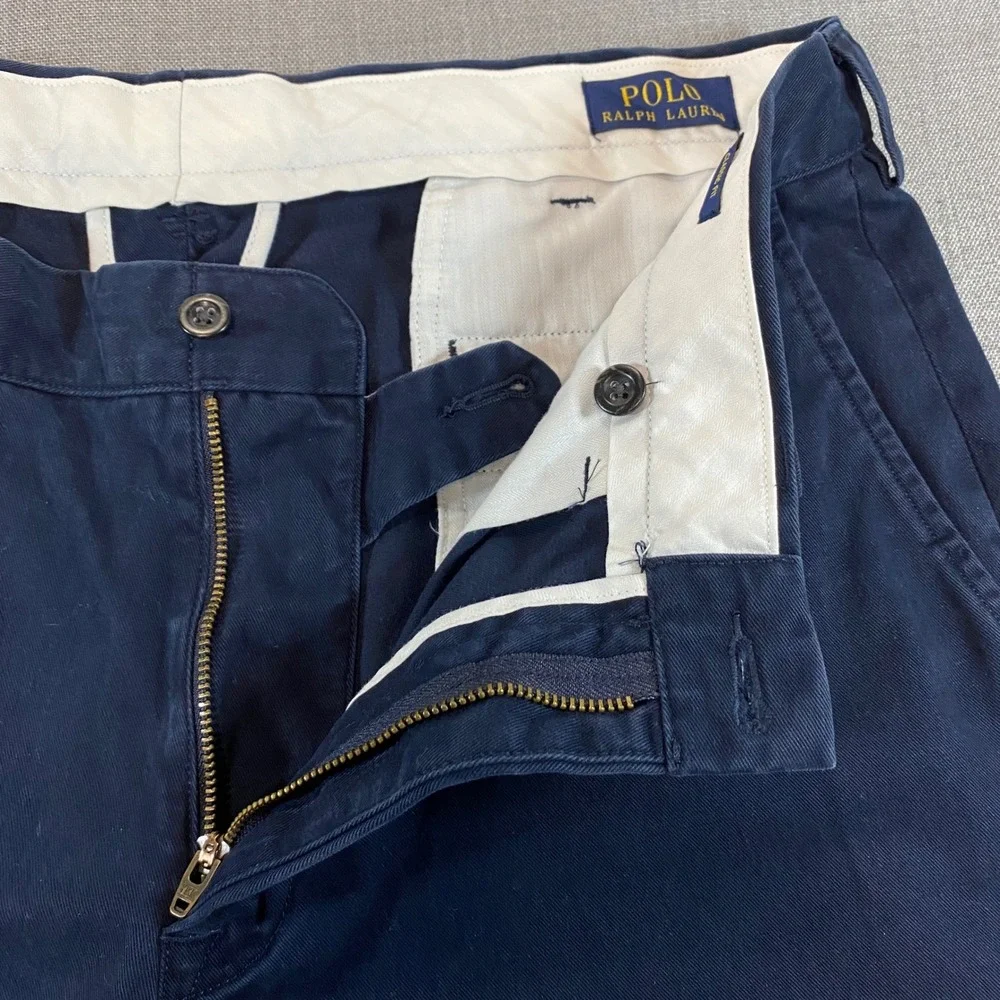 Polo Ralph Lauren Mens Navy Blue Chino Pants 34x32 Straight Leg Cotton Trousers